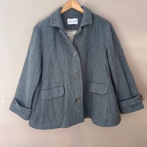 ROSSO35 Herringbone Wool Swing Jacket Made in Italy Medium